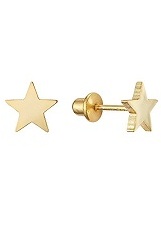 good-looking tiny plain star gold earrings for babies and kids